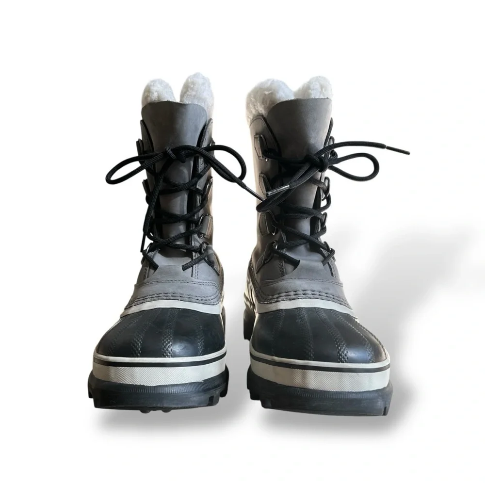 Sorel Caribou Waterproof Winter Boots Grey Stone Nubuck Snow Size 7 EU 38